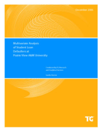 An Analysis Of Student Loan Defaulters At Prairie View A&M University